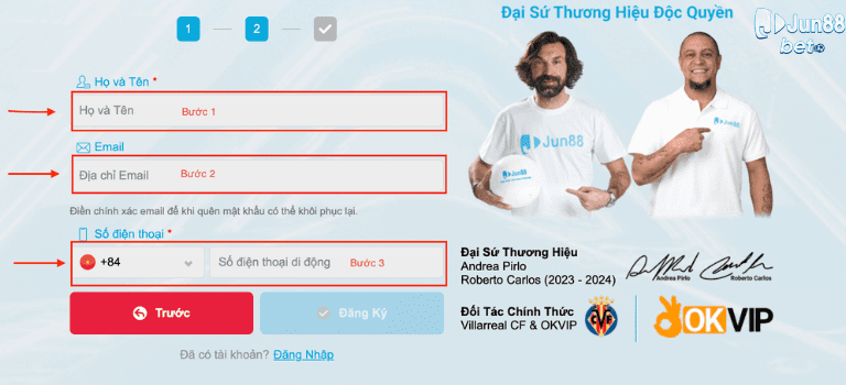 Hướng dẫn đăng ký Jun88 trên web