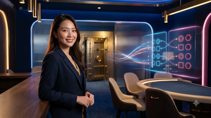Minh họa khái niệm lô trùng đầu trùng đít với hai thẻ số holographic phát sáng