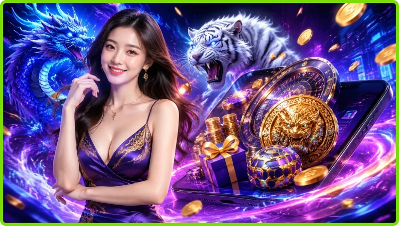 minh-hoa-luat-choi-rong-ho-voi-hai-la-bai-rong-va-ho-cung-cac-cua-cuoc-chinh-tren-ban Minh họa luật chơi Rồng Hổ với hai lá bài Rồng và Hổ, cùng các cửa cược chính trên bàn.